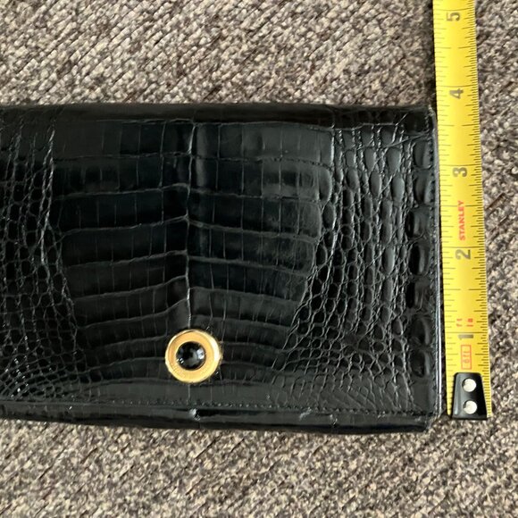 GENUINE CROCODILE Bi-Fold Women's Wallet Goldtone Paloma Picasso Couture ITALY - Picture 4 of 16